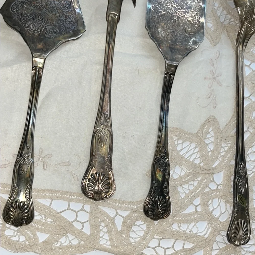 Vintage Victorian Style Sheffield Silver Plate Cutlery Marvelous Set of 4 Cake